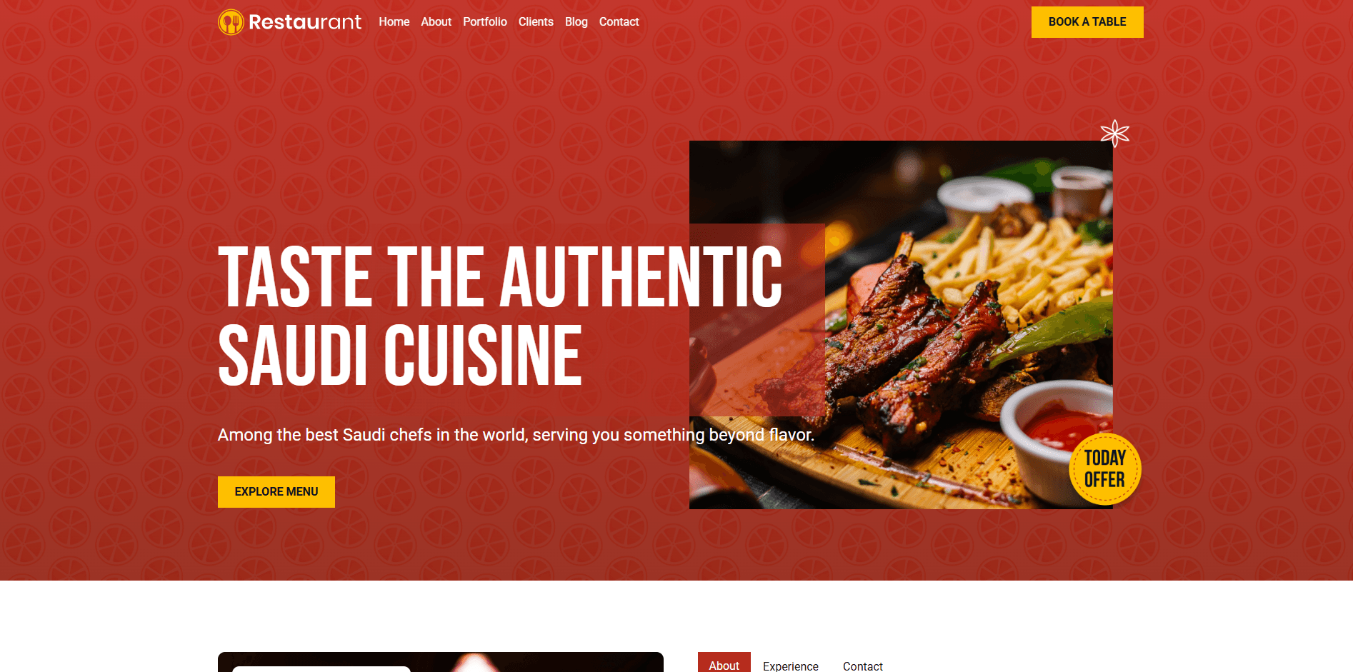 An image of the Restaurant Home Page project.